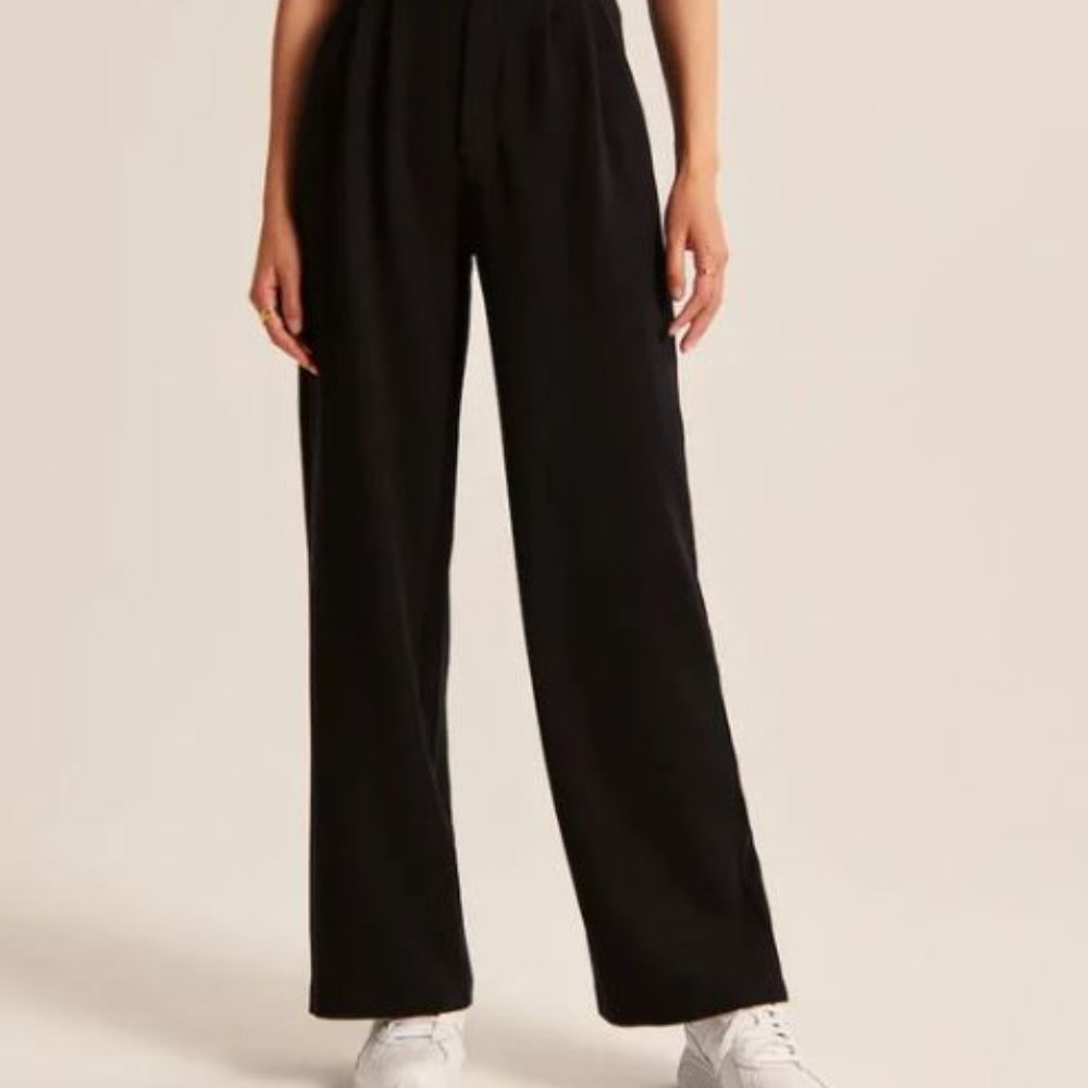 High Waist Tailored Wide Leg Pants - Black